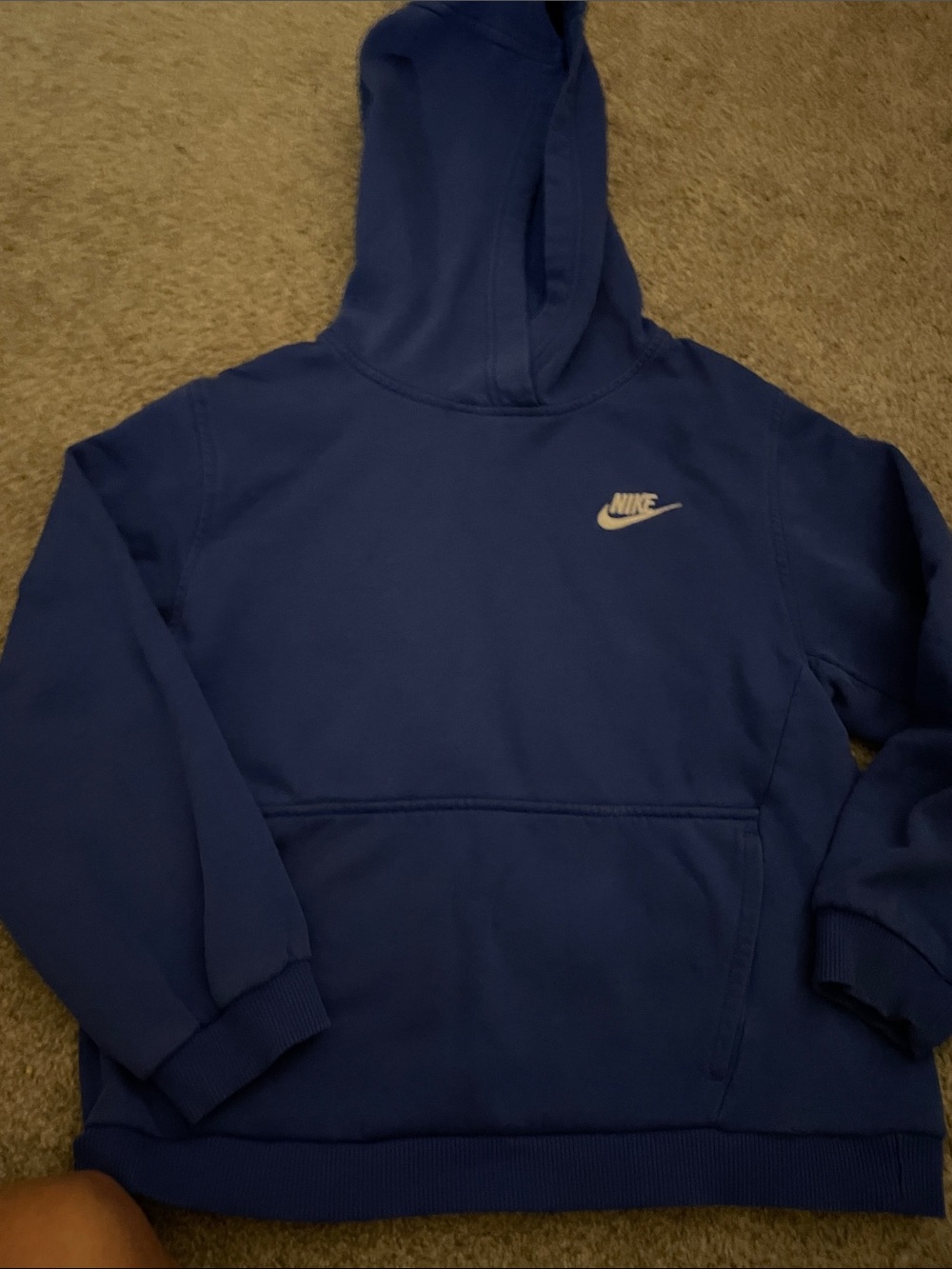 Nike Kids Blue Pullover Hoodie with White Swoosh